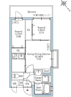 リアンプレミアム室見ステーション【4階】の間取り