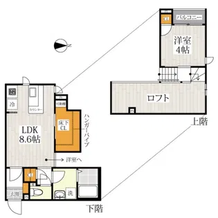 CB和白プレベール【1階】の間取り