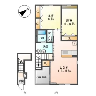 サンライズガーデン神田【2階】の間取り