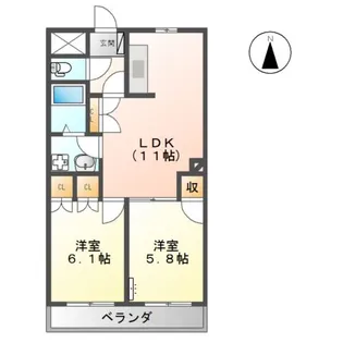 サニープレイスA【2階】の間取り