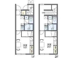 レオパレスミル【201号室】の間取り