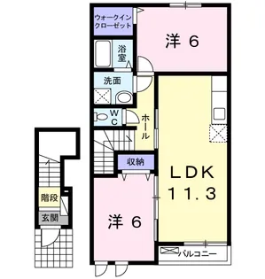 ヴィラ サンライズ ドリームⅢ【2階】の間取り