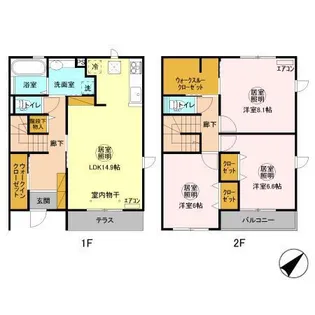 オーシャンズ C【C102号室】の間取り