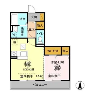 ヒル ヴァレイ B【1階】の間取り