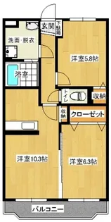 ヒルズ知手【206号室】の間取り