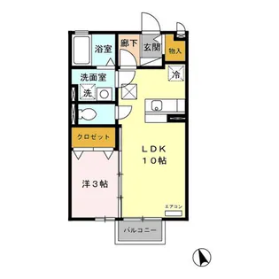 エクレール・コート ⅠⅡⅢ【Ⅱ101号室】の間取り