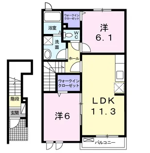 ベル・ソレイユⅡ【202号室】の間取り