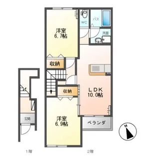 カーサ・アバンティー【2階】の間取り