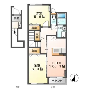 高尾崎 NEW TOWN La・Terre B【2階】の間取り