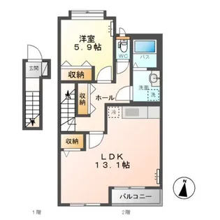 高尾崎 NEW TOWN La・Terre E【2階】の間取り