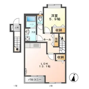 高尾崎 NEW TOWN La・Terre E【2階】の間取り