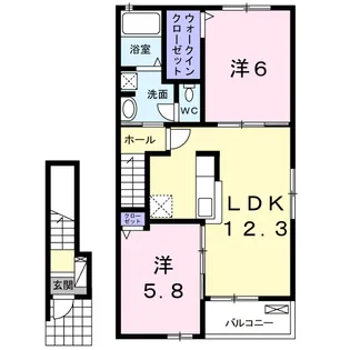 コンフォルターブル鹿嶋Ⅰ【2階】の間取り