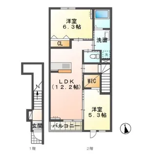 エクセルシオール【2階】の間取り