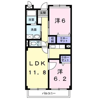 フォンテーヌ・パレスB【1階】の間取り