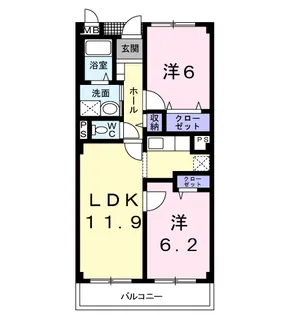 フォンテーヌ・パレスB【3階】の間取り