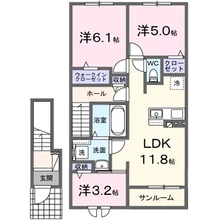 ニコリヴⅠ【2階】の間取り