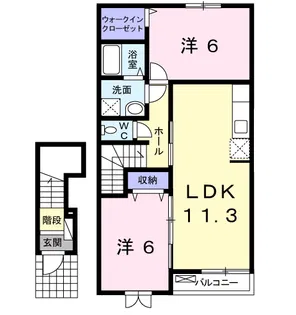 ヴィラ サンライズ ドリームⅢ【2階】の間取り