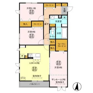 ラ・ドルチェヴィータ A【3階】の間取り