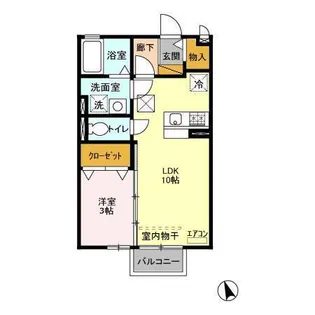 エクレール・コート ⅠⅡⅢ【Ⅱ105号室】の間取り