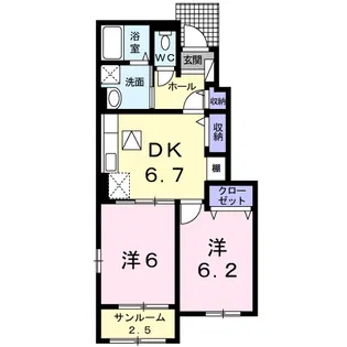 グランパール延方Ⅱ【1階】の間取り