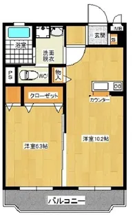 ヒルズ石塚【202号室】の間取り