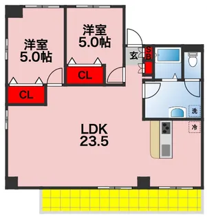 白樺フラッツ【504号室】の間取り