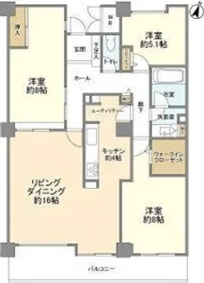 スカイプラザ・ユーカリが丘ウエストタワー【508号室】の間取り
