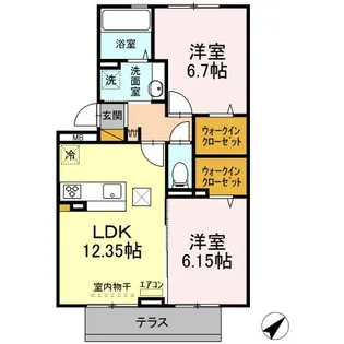 オテール・ロッシュⅠⅡ?Ⅱ【1階】の間取り