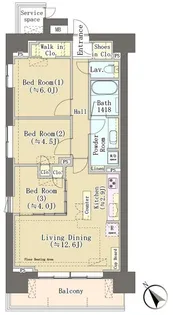 パークホームズ柏あけぼの二丁目【408号室】の間取り