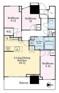 幕張ベイパーク ライズゲートタワー【7階】の間取り