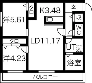 ヴォーネン幌西【3階】の間取り