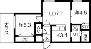 リベルテ菊水【1階】の間取り