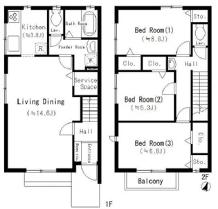 神奈川県鎌倉市腰越4丁目【テラスハウス】の間取り