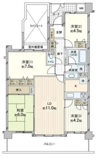 ナイスパークステイツ鎌倉大船【3階】の間取り