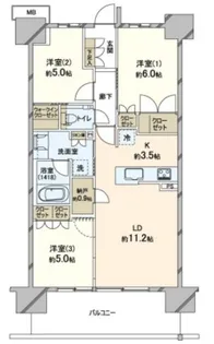 プレミスト湘南辻堂フォレストフェイス【7階】の間取り