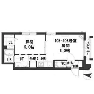 グランメール北20条【105号室】の間取り