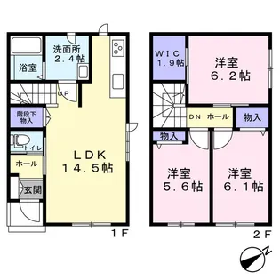 緑苑台東3条テラスハウス【102号室】の間取り