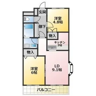 ハピネス山下【1階】の間取り
