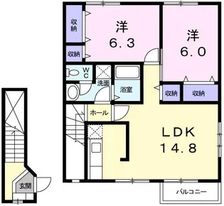 シャン・ド・フルールⅠ【2階】の間取り