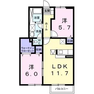 シャン・ド・フルールⅡ【1階】の間取り