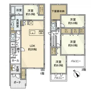愛知県安城市横山町【一戸建】の間取り