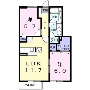 シャン・ド・フルールⅡ【1階】の間取り