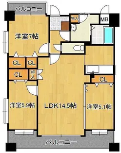 ニューサンリバー12番館【6階】の間取り