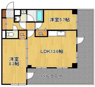 ラフィナーレアースコート魚町【9階】の間取り