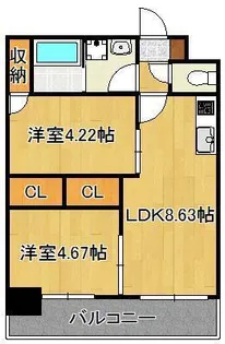ウィングス砂津【6階】の間取り