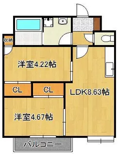 ウィングス砂津【3階】の間取り