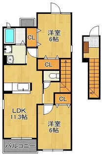 ウッドクリークテラスC【2階】の間取り