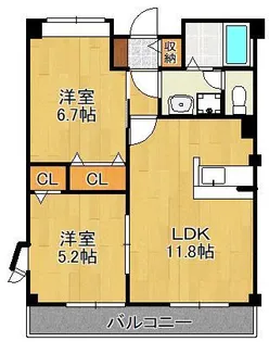 カルフール黒川A棟【2階】の間取り