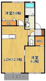 クラヴィエ中二十B【2階】の間取り