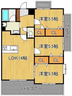 ガーデンコート砂津【9階】の間取り